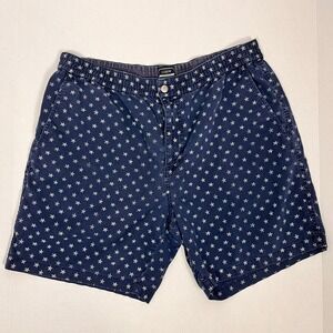 J Crew Tripper Short Mens Large Blue Novelty Print Stars‎ Linen Blend Preppy